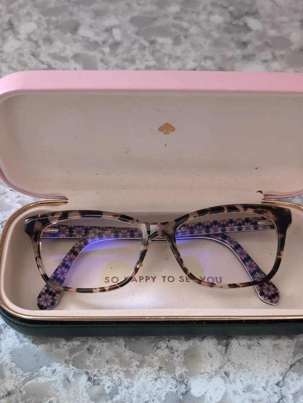 kate spade Tortoiseshell Frame Readers with Pink Floral Temples - Picture 1 of 3